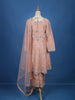 Light Peach Floral Designed Net Salwar Suit - Diadem