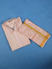 Light Peach Plain Semi Silk Full-Sleeve Shirt with Matching Dhoti Set