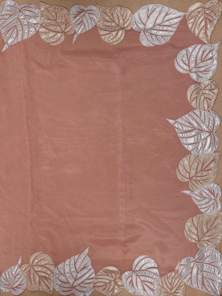 Light Peach Solid Design Georgette Saree - Diadem
