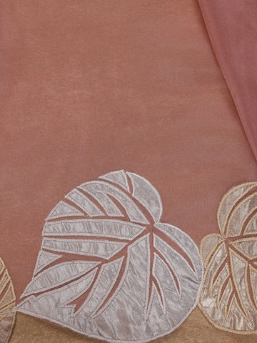 Light Peach Solid Design Georgette Saree - Diadem