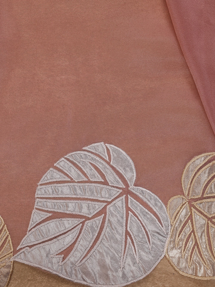 Light Peach Solid Design Georgette Saree - Diadem