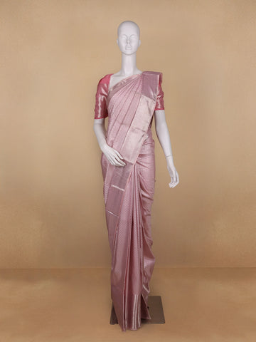 Light Pink Floral Butta Woven Pure Kanchipuram Silk Saree - Diadem