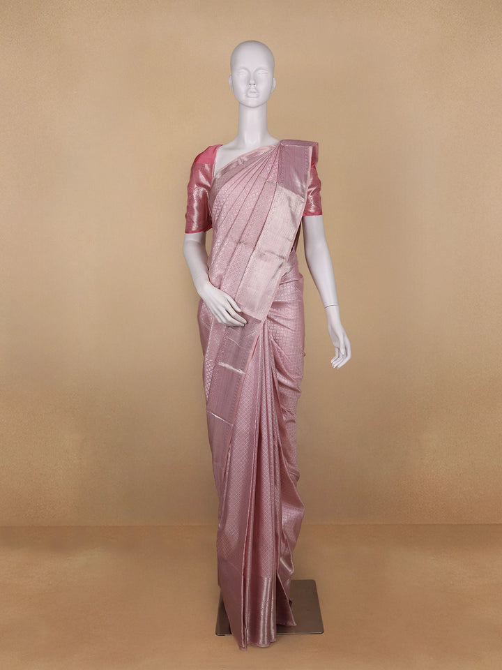 Light Pink Floral Butta Woven Pure Kanchipuram Silk Saree - Diadem