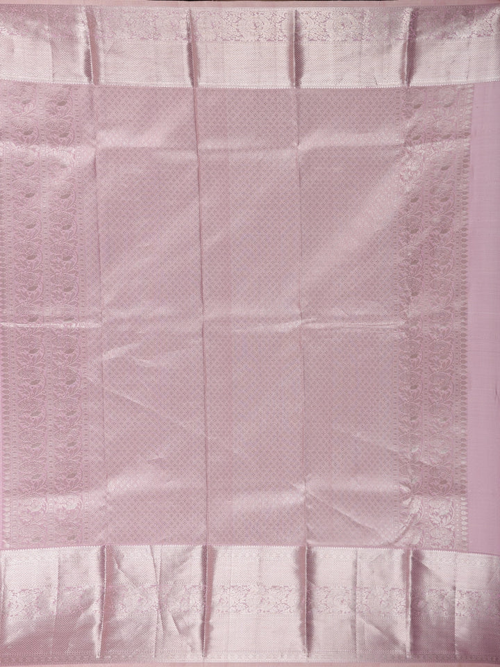 Light Pink Floral Butta Woven Pure Kanchipuram Silk Saree - Diadem
