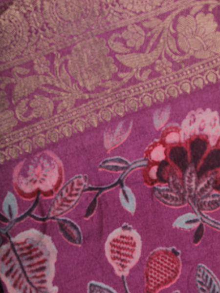 Light Pink Floral Design Printed Cotton Saree - Diadem