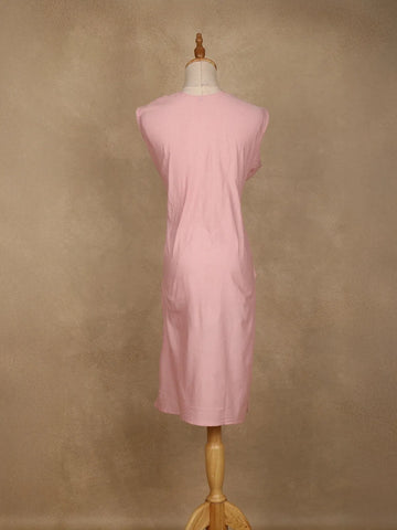 Light Pink Floral Designed Cotton Kurti - Diadem