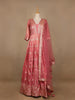 Light Pink Floral Designed Tissue Silk Gown