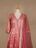Light Pink Floral Designed Tissue Silk Gown