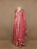 Light Pink Floral Designed Tissue Silk Gown