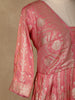 Light Pink Floral Designed Tissue Silk Gown