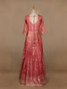 Light Pink Floral Designed Tissue Silk Gown