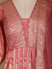 Light Pink Floral Designed Tissue Silk Gown