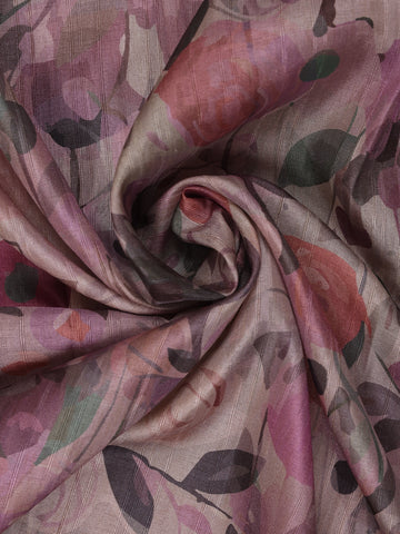 Light Pink Floral Printed Tussar Silk Saree - Diadem