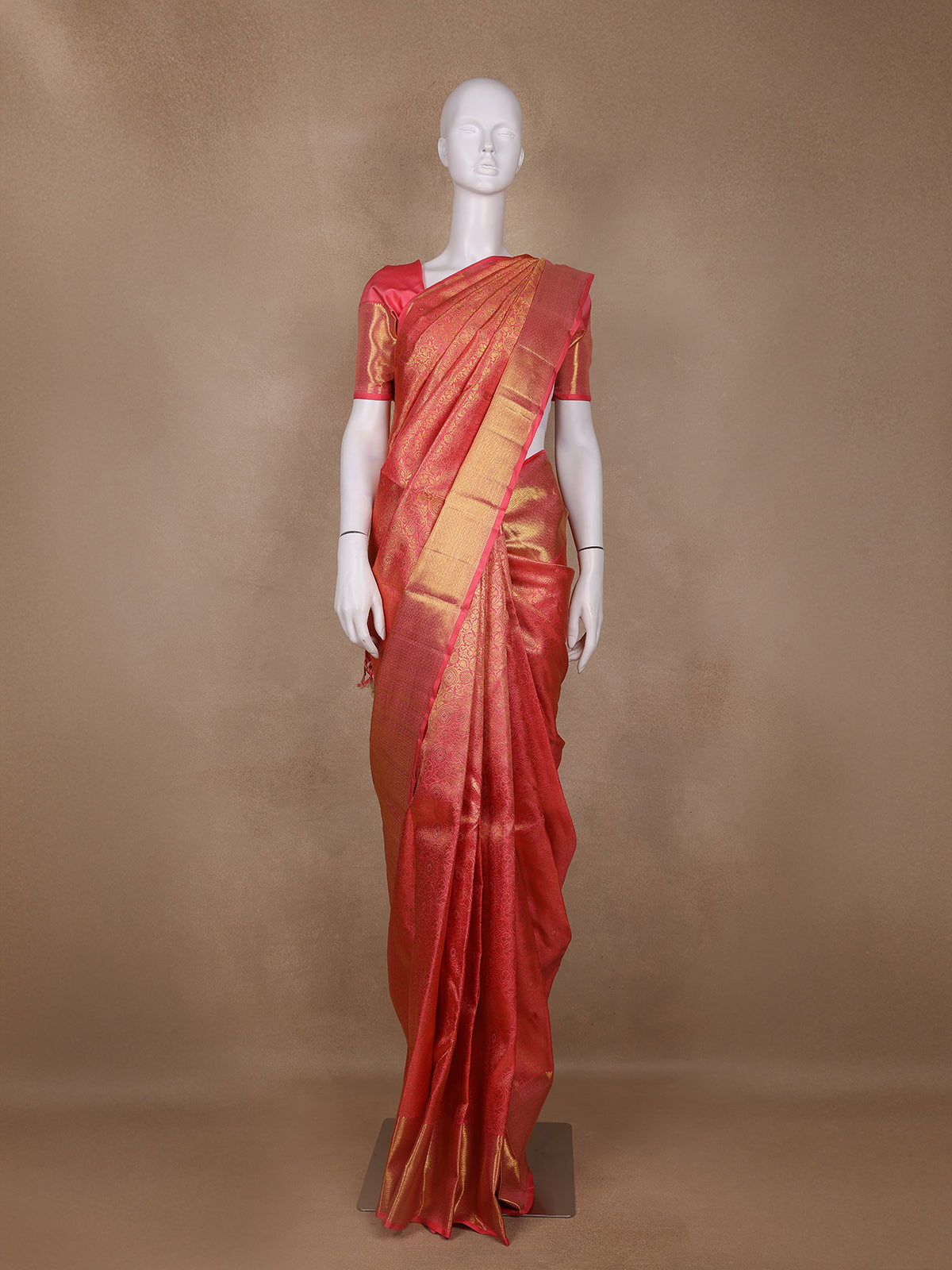 Light Pink Floral Woven Motifs Pure Kanchipuram Tissue Silk Saree - Diadem