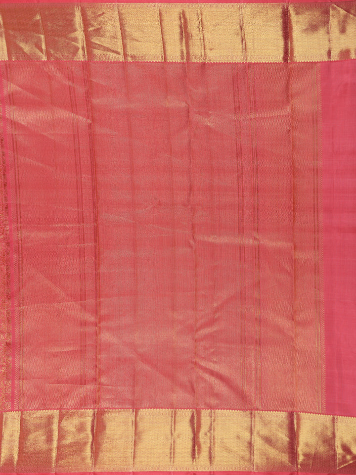 Light Pink Floral Woven Motifs Pure Kanchipuram Tissue Silk Saree - Diadem