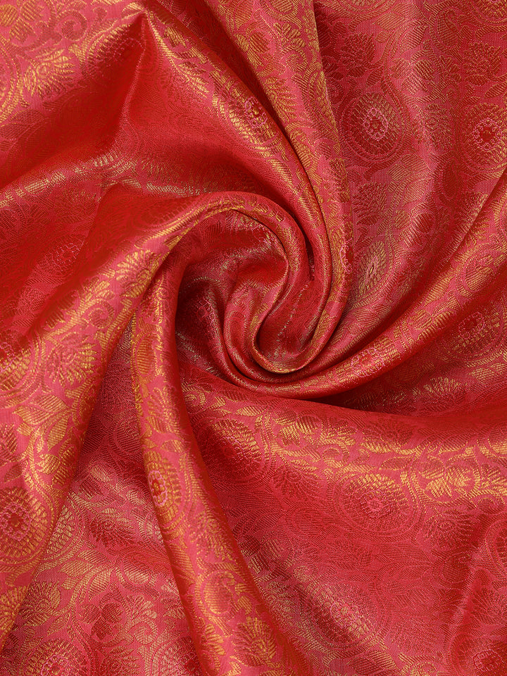Light Pink Floral Woven Motifs Pure Kanchipuram Tissue Silk Saree - Diadem