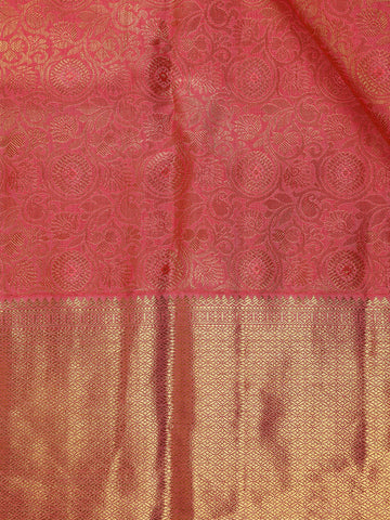 Light Pink Floral Woven Motifs Pure Kanchipuram Tissue Silk Saree - Diadem