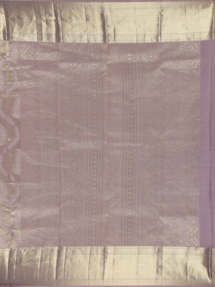 Light Pink Floral Woven Pure Kanchipuram Silk Saree - Diadem