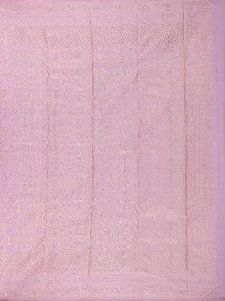 Light Pink Floral Woven Pure Kanchipuram Silk Saree - Diadem