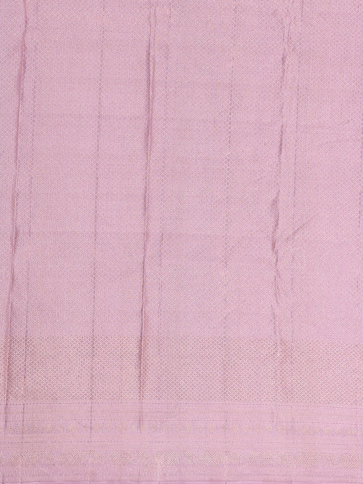 Light Pink Floral Woven Pure Kanchipuram Silk Saree - Diadem