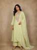 Light Pistachio Green Floral Embroidered Cotton Salwar Suit with Dupatta