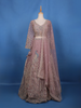 Light Purple Beaded Floral Motiff Embroidery Bridal Net Lehenga