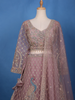 Light Purple Beaded Floral Motiff Embroidery Bridal Net Lehenga