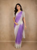 Light Purple Floral Beads Embroidered Design Satin Party Wear Saree