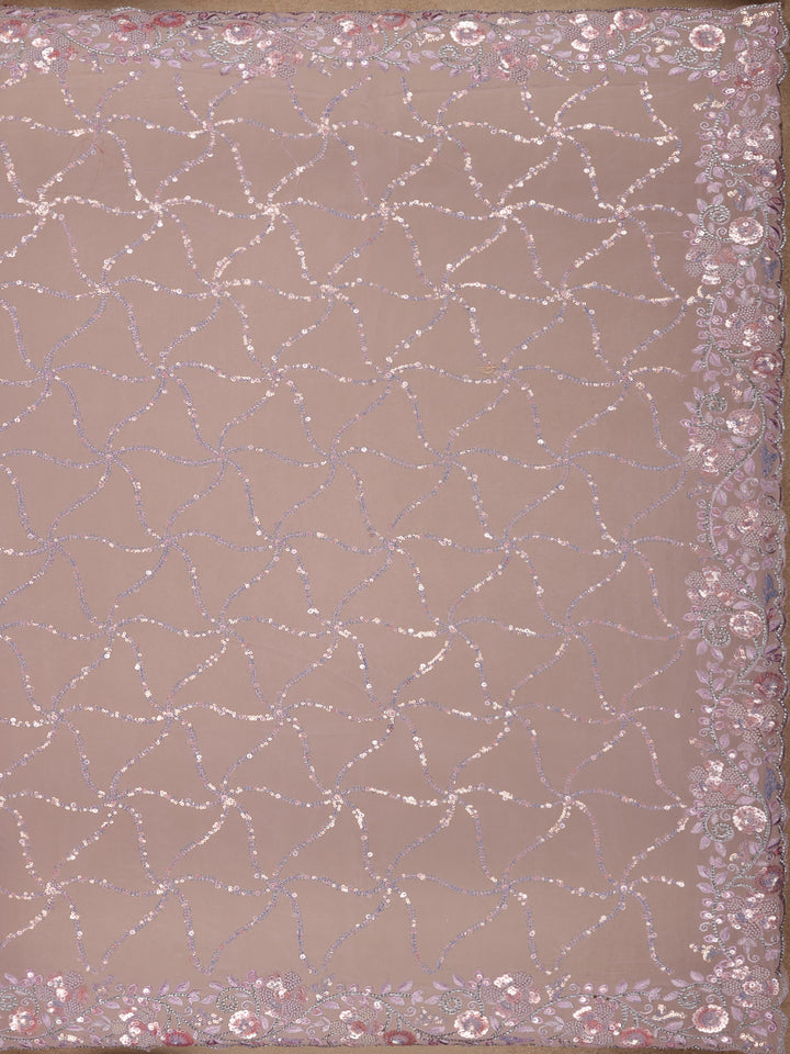 Light Purple Floral Designed Organza Designer Saree - Diadem