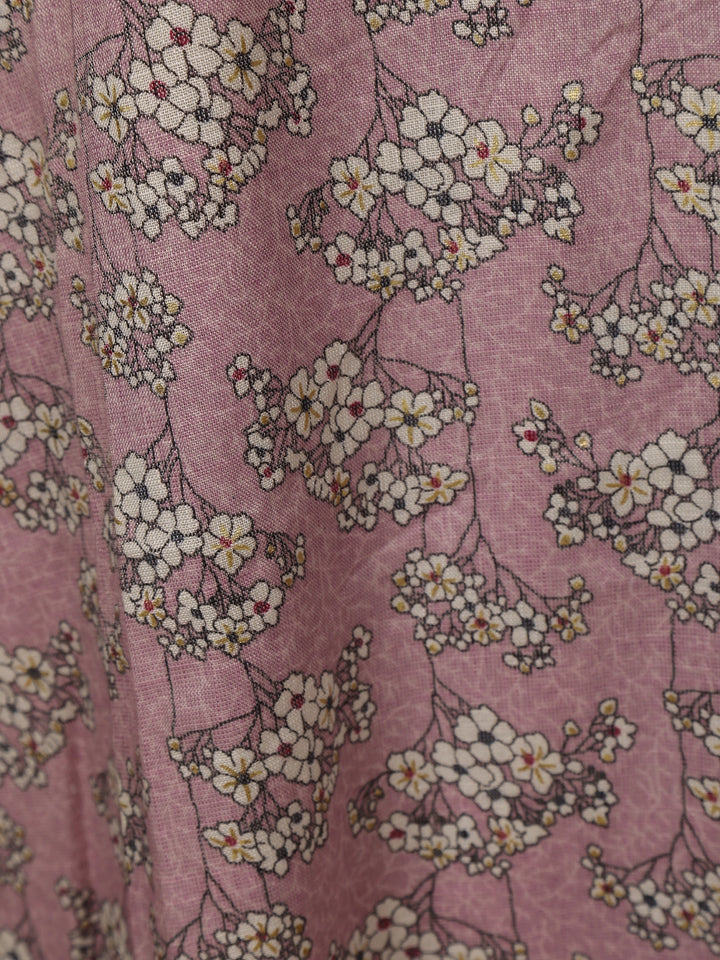 Light Purple Floral Designed Printed Cotton Salwar Suit - Diadem