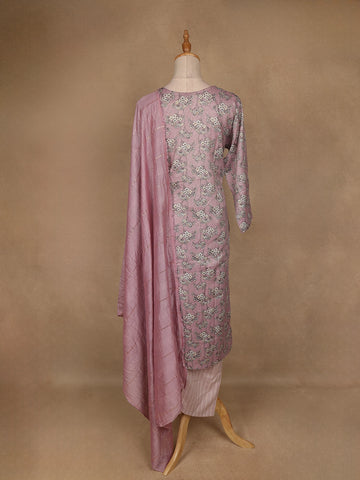 Light Purple Floral Designed Printed Cotton Salwar Suit - Diadem