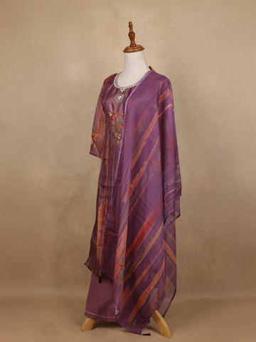 Light Purple Floral Designed Tissue Silk Salwar Suit - Diadem