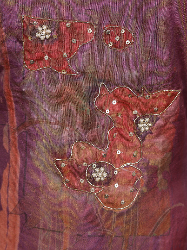 Light Purple Floral Designed Tissue Silk Salwar Suit - Diadem