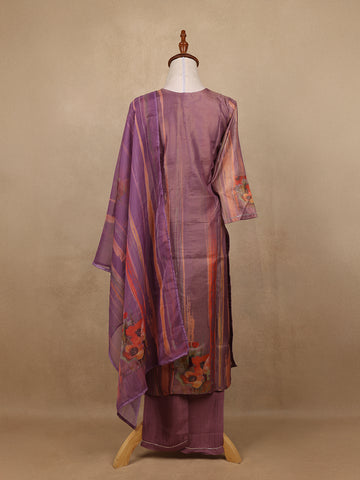 Light Purple Floral Designed Tissue Silk Salwar Suit - Diadem
