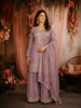 Light Purple Floral Sequins Embroidered Tissue Silk Sharara Suit With Dupatta