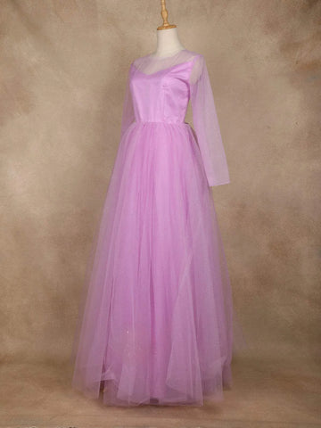 Light Purple Glitter Net Ball Gown - Diadem