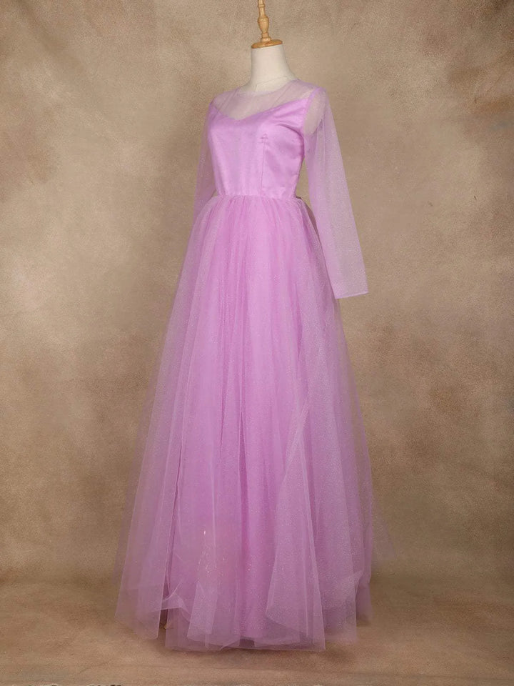 Light Purple Glitter Net Ball Gown - Diadem