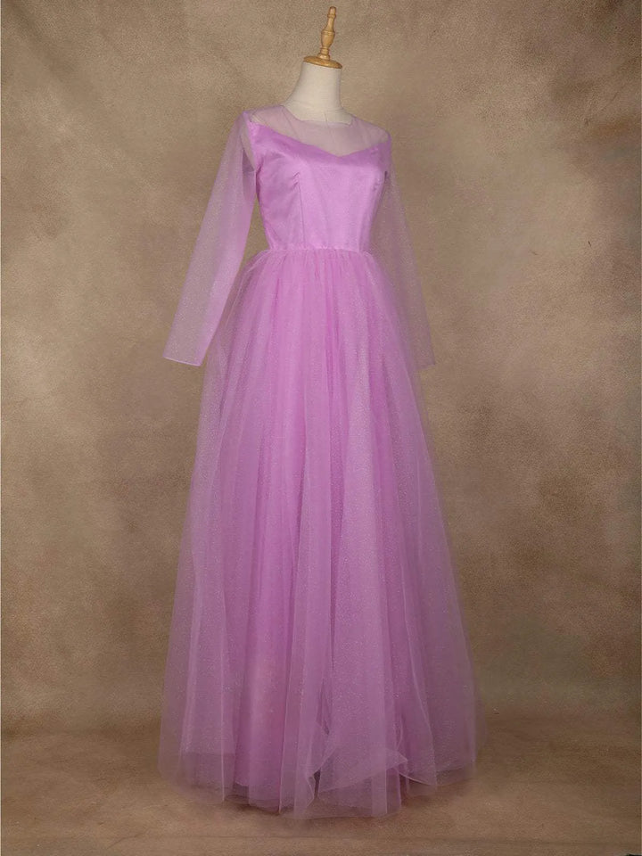 Light Purple Glitter Net Ball Gown - Diadem