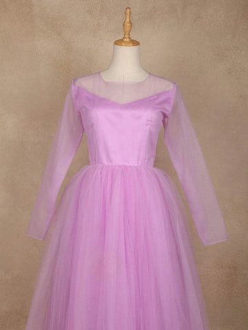 Light Purple Glitter Net Ball Gown - Diadem