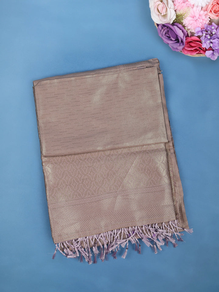 Light Purple Minimal Design Woven Tissue Silk Saree - Diadem