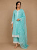 Light Turquoise Blue Floral printed Cotton Salwar Suit