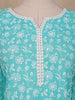 Light Turquoise Blue Floral printed Cotton Salwar Suit - Diadem