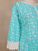 Light Turquoise Blue Floral printed Cotton Salwar Suit - Diadem