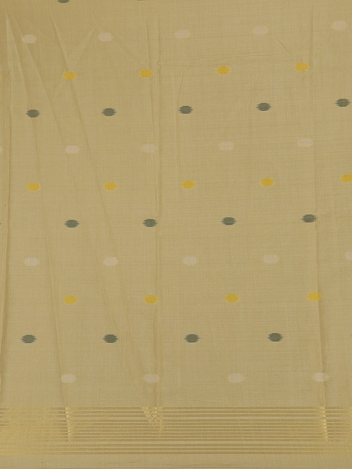 Light Yellow Checkered Semi Tussar Saree - Diadem