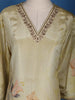 Light Yellow Floral Designed Tissue Silk Salwar Suit - Diadem