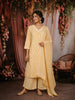 Light Yellow Floral Print Cotton Salwar with Dupatta