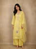 Light Yellow Floral Sequins Embroidered Tissue Silk Salwar Suit with Dupatta