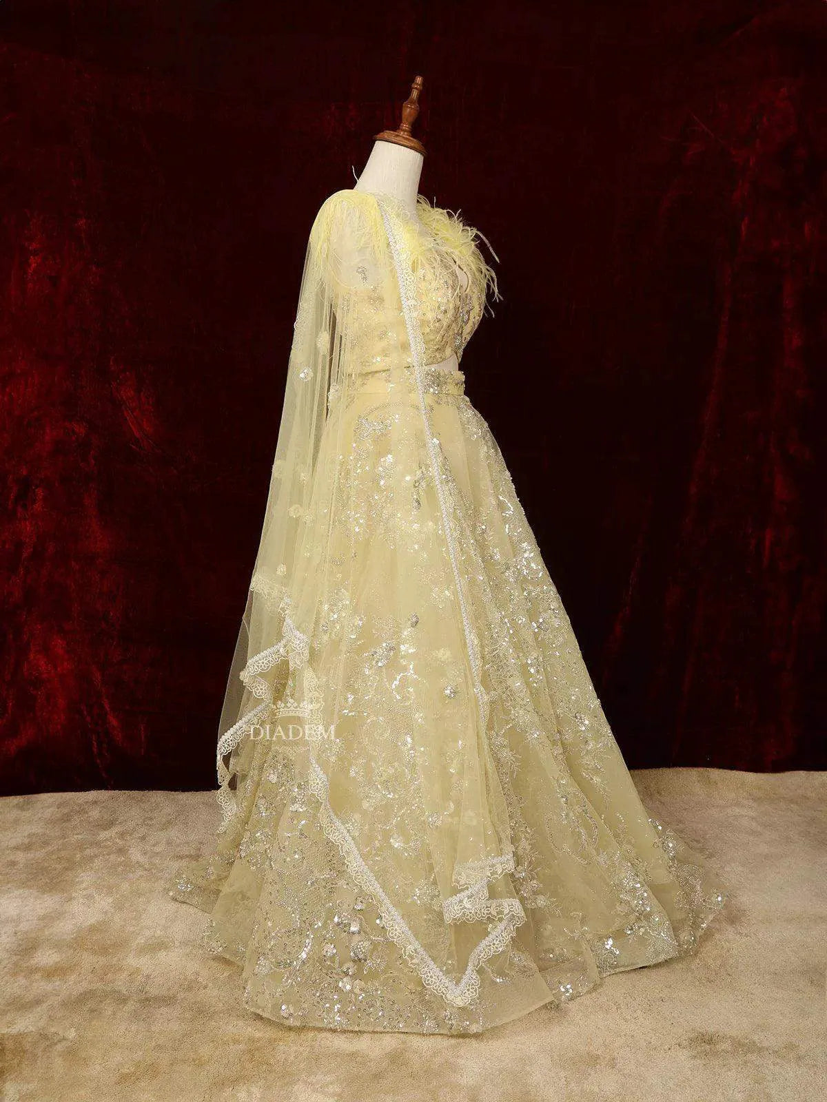 Bridal Gown Dress Shops In T Nagar Light Yellow Net Bridal Lehenga