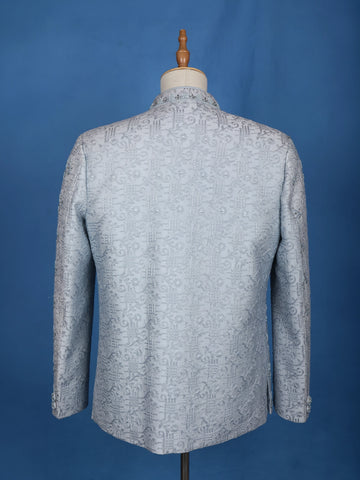 Light blue Floral Designed Jodhpuri Men's Suit - Diadem