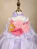 Lilac Floral Embellished Satin Organza Party Frock With Oversized Rosette Design